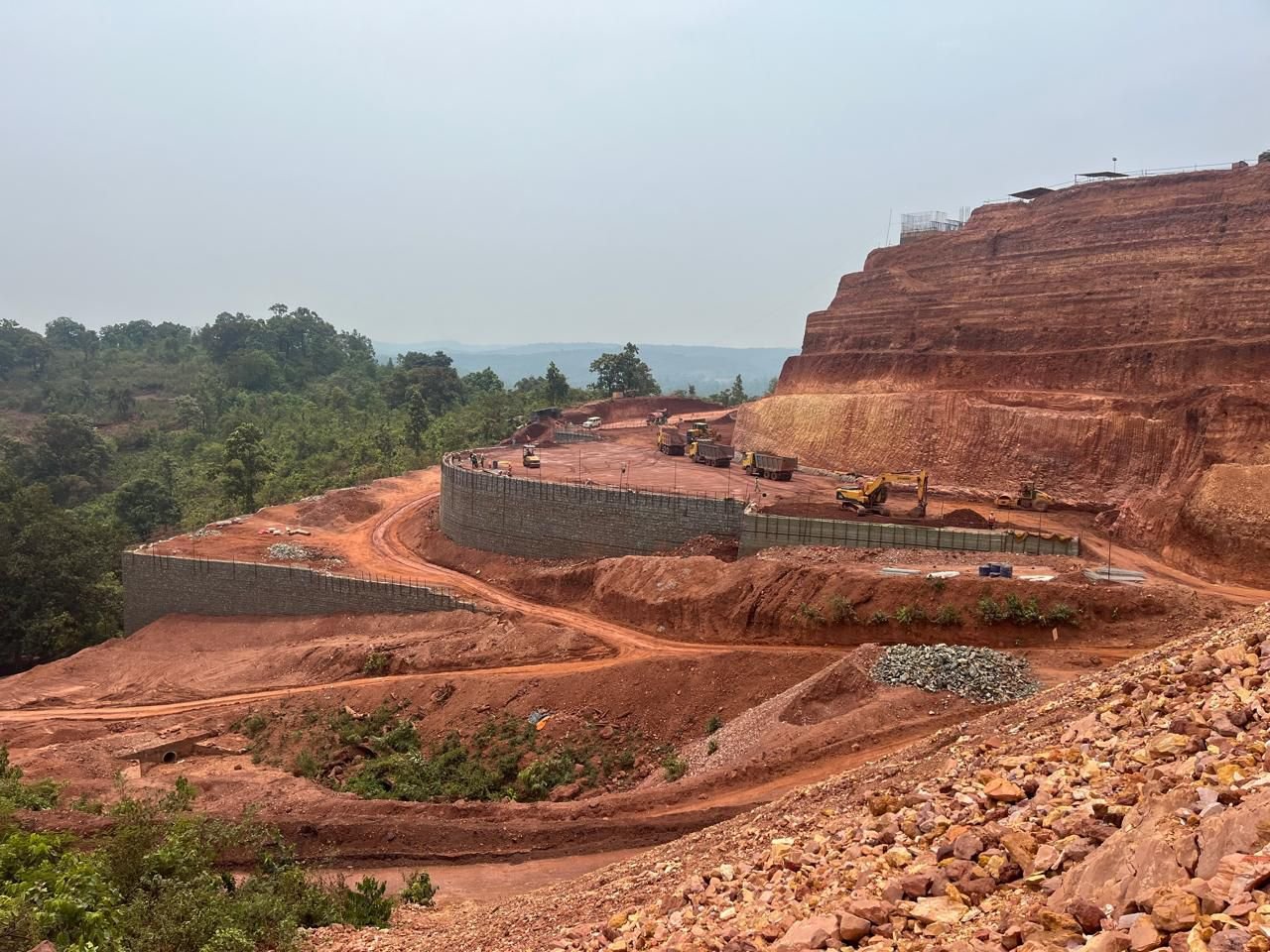 Construction of Retaining Wall, Soil Nailing, Stone Pitching, Gabion Wall, Roads & Drains and Civil Infrastructure Works for Iron Ore Slurry Preparation Plant