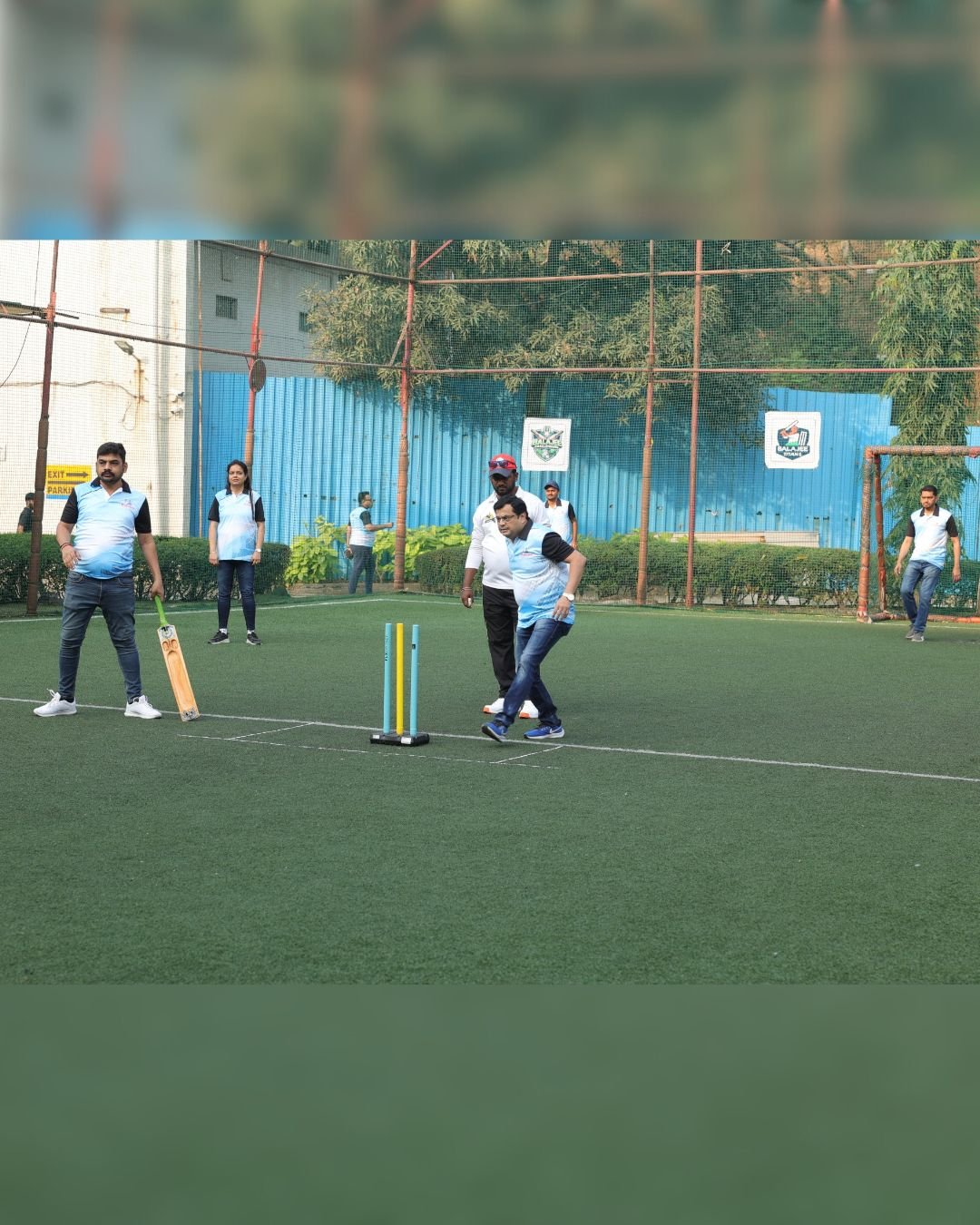 A cricket game with Balajee team members